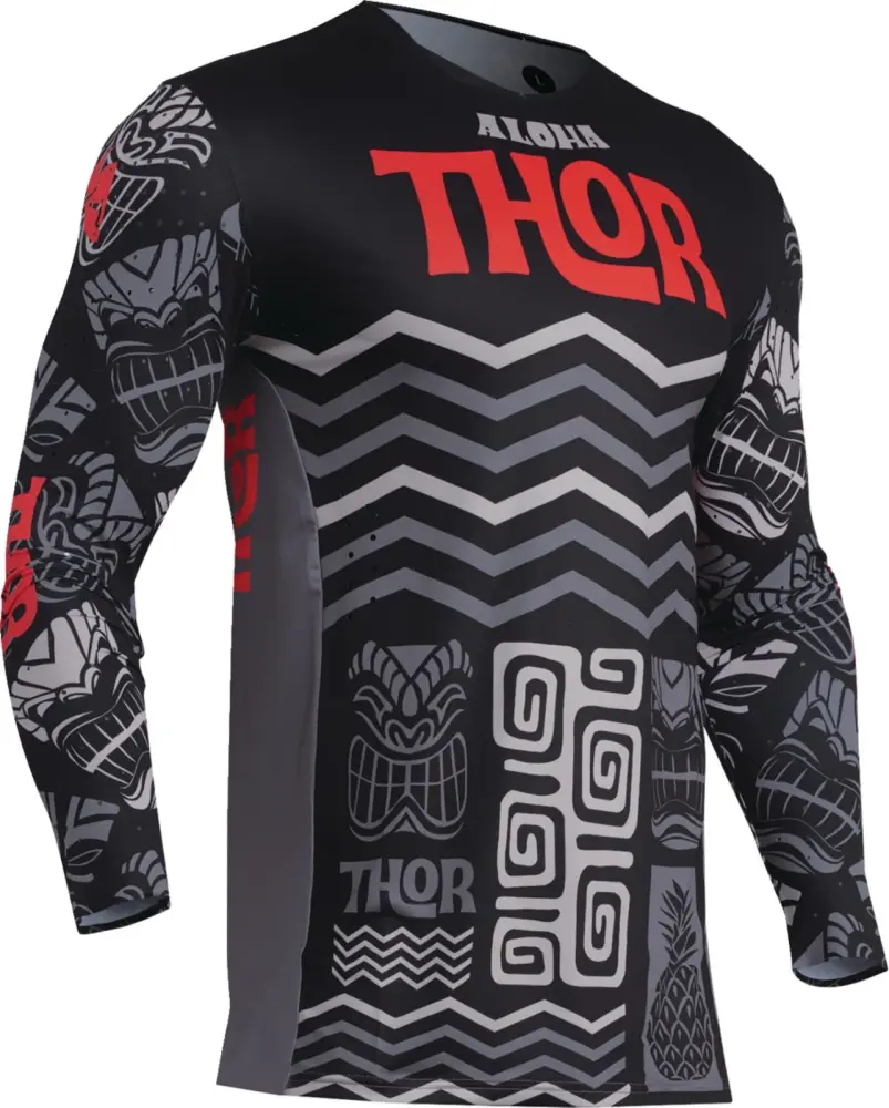 Thor Prime Aloha Mens MX Offroad Jersey Black/Gray LG - MGW-14227