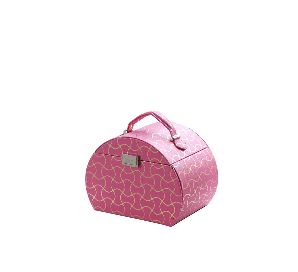 8.8 Inch Long Travel Jewelry Arranger Case, Hot Pink Leather