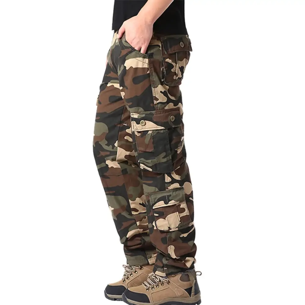 kpoplk Cargo Joggers For Men.Mens Cargo Sweatpants Drawstring Sports Jogger Pants Stretch Elastic Waist Outdoor Trousers(Khaki.L)