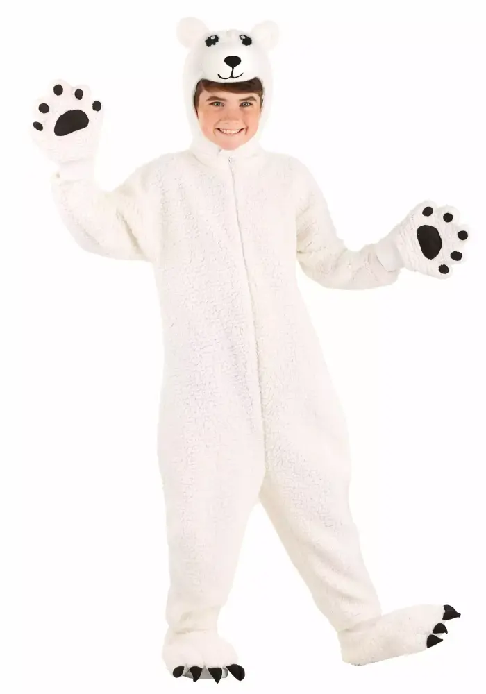 Kids Arctic Polar Bear Costume Winter Animal Outfit for Dress Up and Parties
