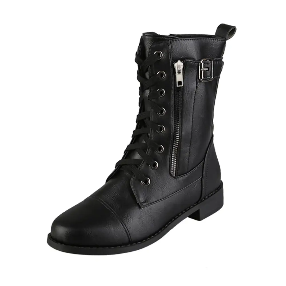 SZXZYGS Knee High Boots Women Shoes Boots Heel Boots Zipper Motorcycle Side Boots Booties Boots for Women Women's Boots