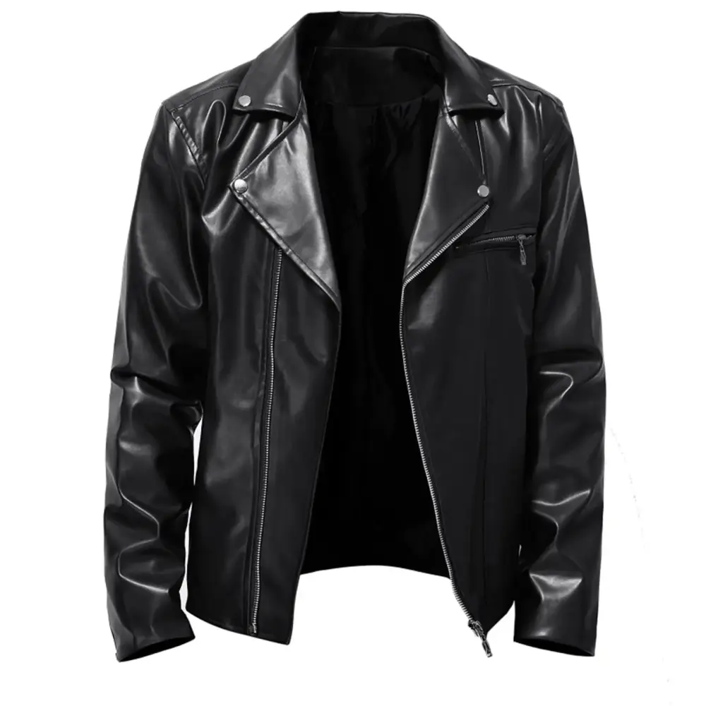 Man Coat Mens Leather Coat Sale Men's Winter Long-Sleeved Leather Motorcycle Jacket Zipper Coat Long Sleeve Hoodless Faux Leather Outwear & Jackets Man Christmas Gifts