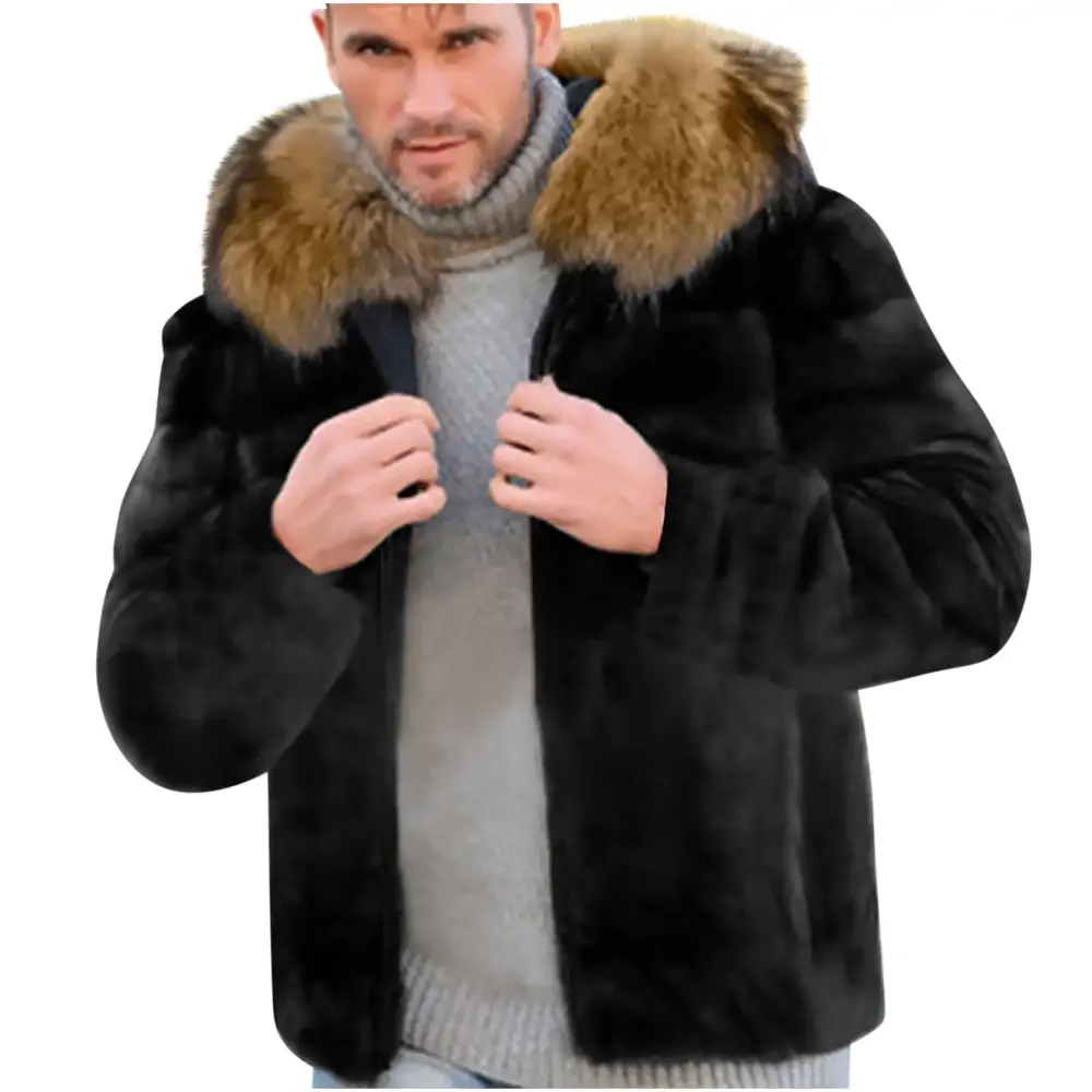 Leather Motorcycle Jacket for Men Sports Coats Mens Discount Warm Faux Coat Jacket Winter Leopard Zipper Hooded Outerwear Halloween Gifts Black M-4XL