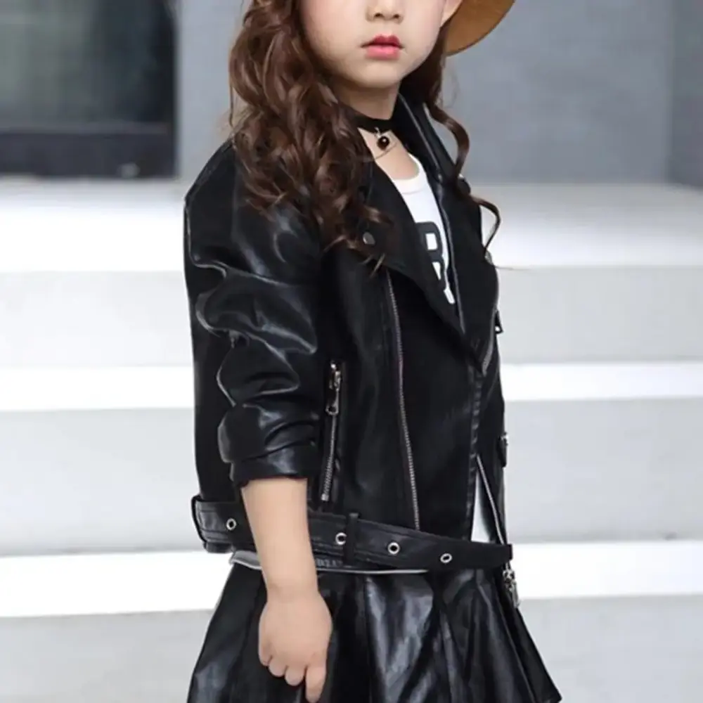 Shldybc Children's Jacket Girl Boy Motorcycle Jacket Kid Outwear Solid Color Zipper Coat. Baby Coat on Clearance( 4-5 Years. Black )