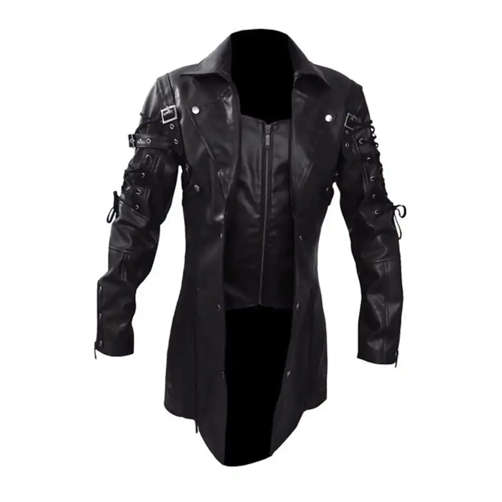Babysbule Jackets for Men Winter Men Vintage Leather Jacket Biker Motorcycle Zipper Long Sleeve Coat Top Blouses