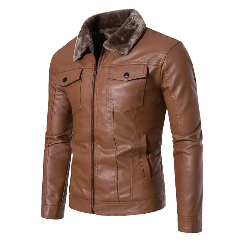 Durtebeua Motorcycle Lightweight Leather Outwear Leather Jacket Men Motorcycle