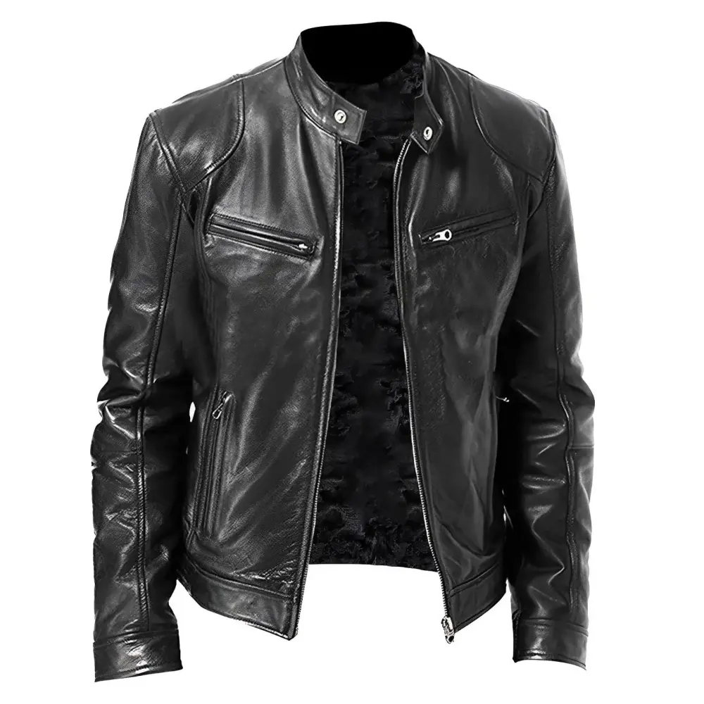 NOLDARES Leather Coats For Men �C Mens Fashion Leather Jacket Men Leather Classic Motorcycle Jacket for Men(Black.3XL)