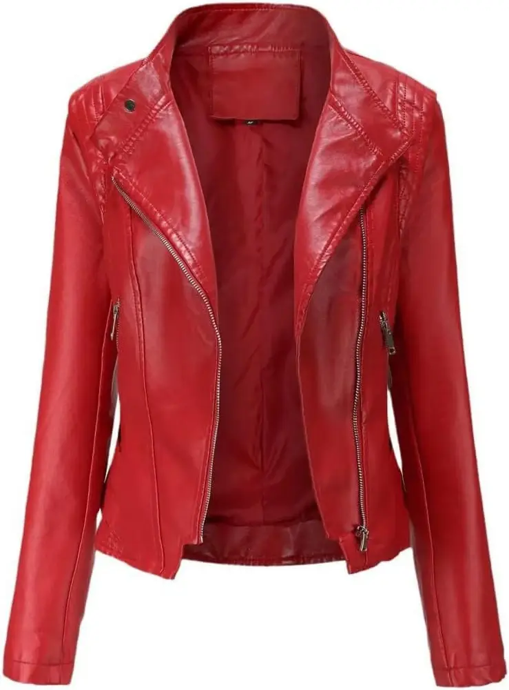 LinYooLi Leather Jacket Women Biker Zipper Jacket Ladies Spring Autumn Coat Female Motorcycle Jacket