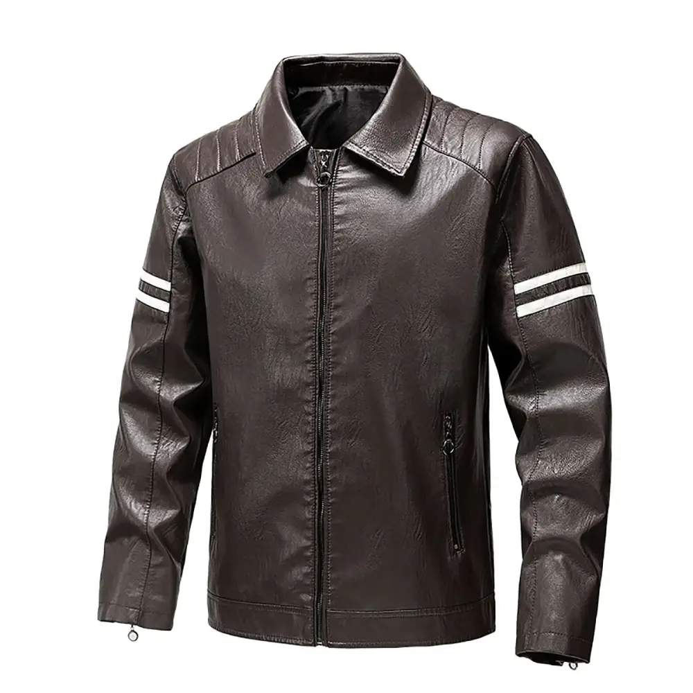 Mens Leather Jackets Athletic Jacket for Men Clearance Fashion Leather Motorcycle Jackets Casual Tops Coats Gifts for Christmas Coffee L-5XL
