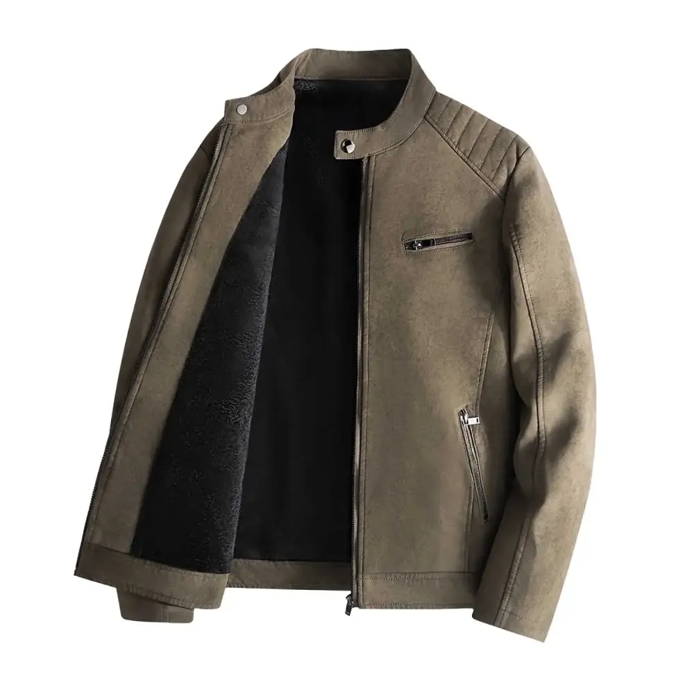 2024 New Aut Umn Winter Coat Trend Handsome Leather Men Plus Slim Standing Collar Leather Jacket Motorcycle Suit