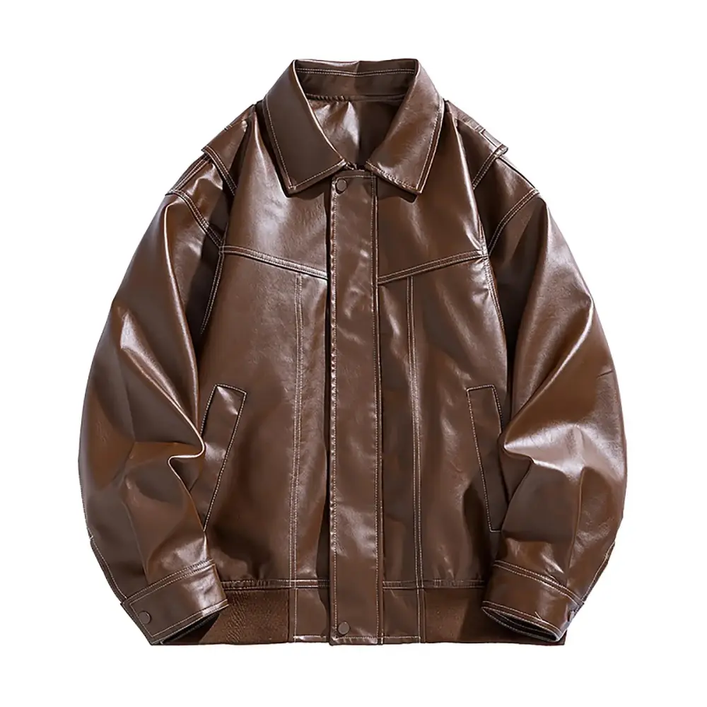 Deagia Mens Casual Vest Clearance Men's Fashion Men's Leather Motorcycle Jackets Casual Tops Coats Boyfriends Gifts. Coffee XXXL