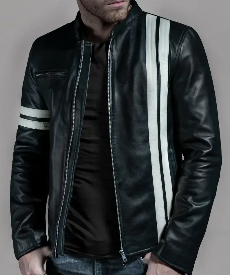 Driver - Mens Black Vintage Motorcycle Style Leather Jacket