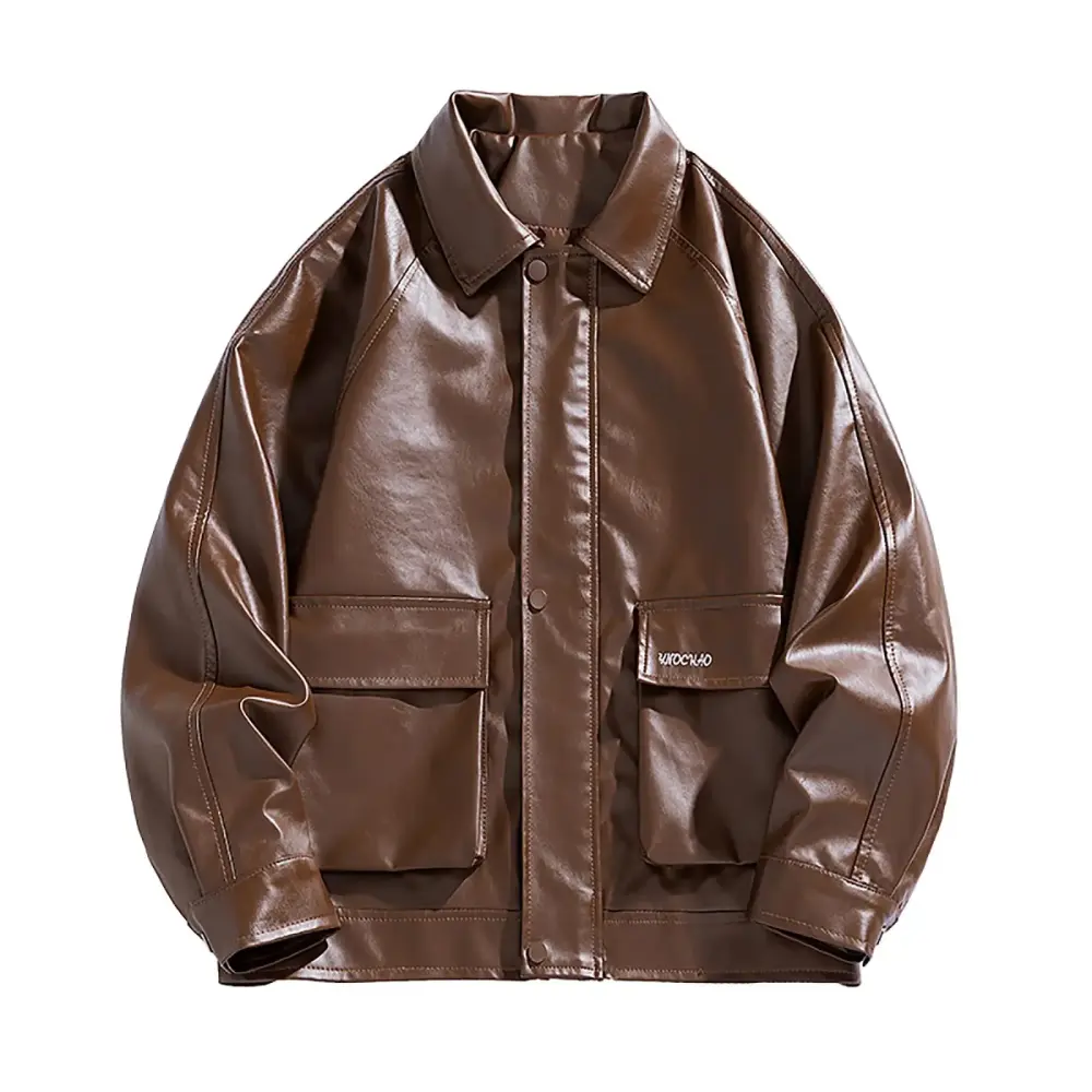 Men's Leather Jacket Mens Jackets Lightweight Deals Fashion Leather Motorcycle Jackets Casual Tops Coats Christmas Gifts Coffee M-3XL