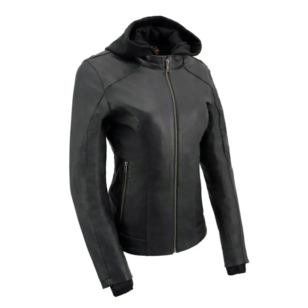 Milwaukee Leather MLL2546 Women's Purple Winged 'Scuba' Leather Jacket with Hoodie 2X-Large