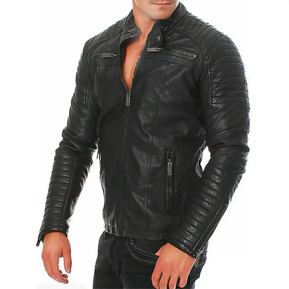 Cardigan Sweater for Men Mens Vintage Leather Jacket On Sale Leather Plus Fleece Jacket. Motorcycle Jacket. Warm Leather Jacket Gift for Christmas Black S-5XL
