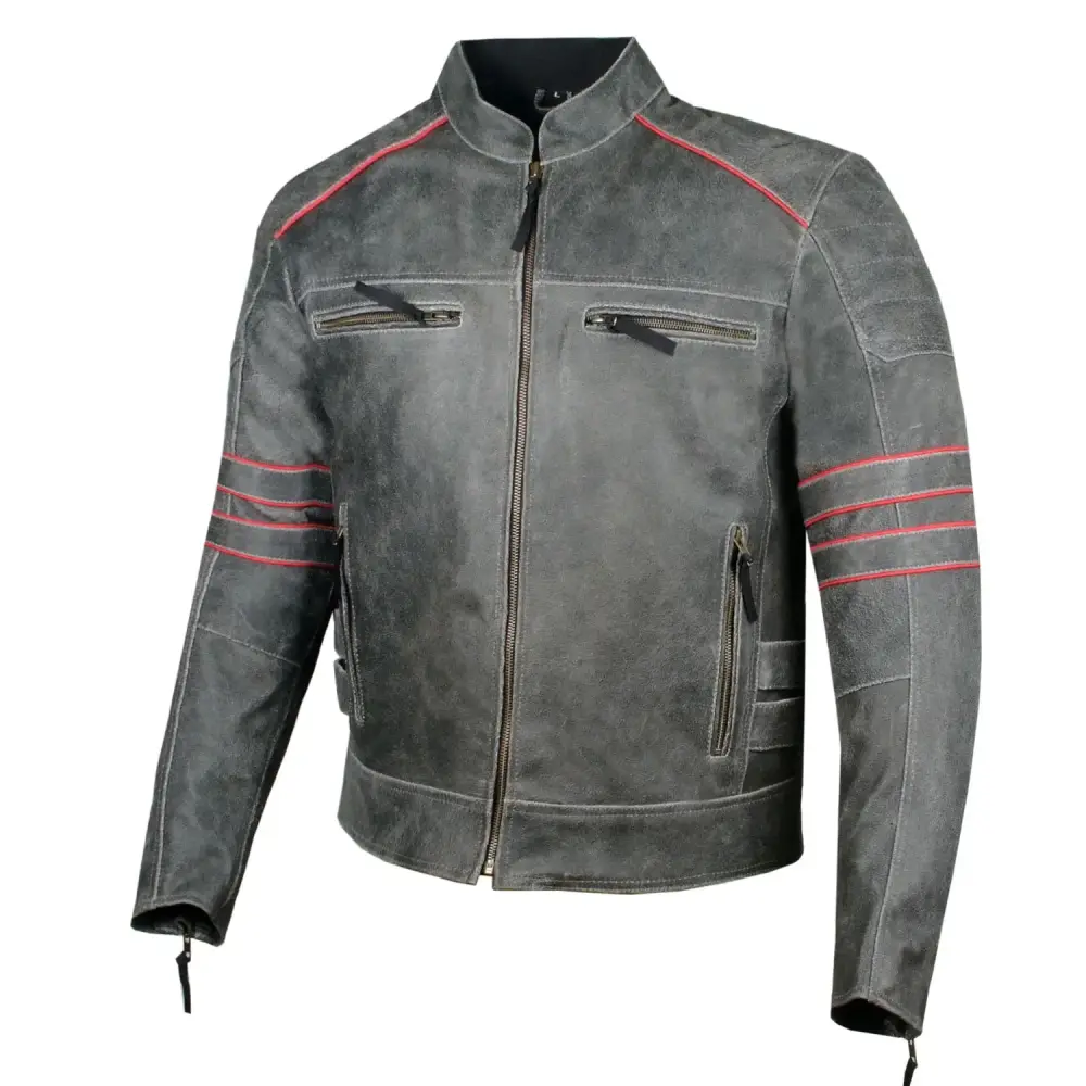 Men's Brotherhood Classic Leather Motorcycle Jacket. Vintage Distress Ventilated Removable CE Armor Biker Jacket M