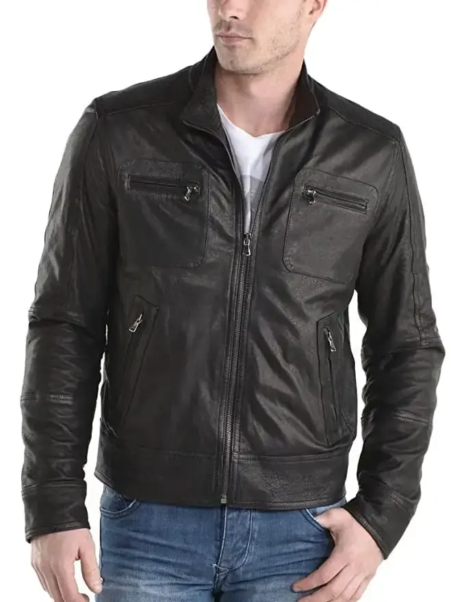 Noora men’s black Leather Motorcycle biker jacket | Slim Fit Outerwear Stylish Jacket |