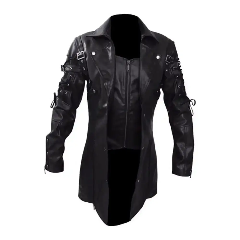 Outfmvch jackets for men Vintage Leather Jacket Biker Motorcycle Zipper Long Sleeve Coat s womens tops cardigan for men Black