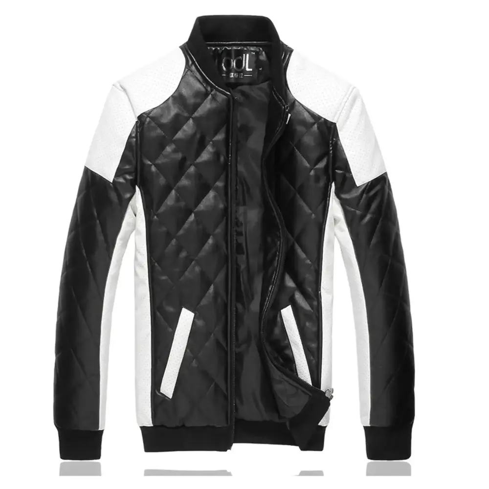 Mens Golf Jacket Leather Jackets for Men 2024 Men's Jacket Winter Sale Men Casual Color Matching Leather Stand-Up Collar Zipper Jacket Christmas Present for Husband