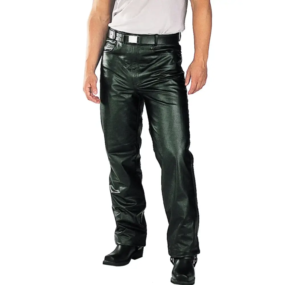 Xelement B7400 Men's 'Classic' Black Fitted Leather Pants 34