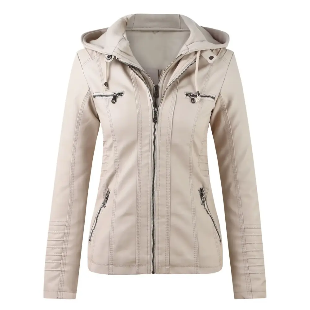 ATIENUBEE Zipper Vest for Women Top Belt Leather Slim Suit Stand Coat Motorcycle Coat Women's Outerwear Vests Womens Tops