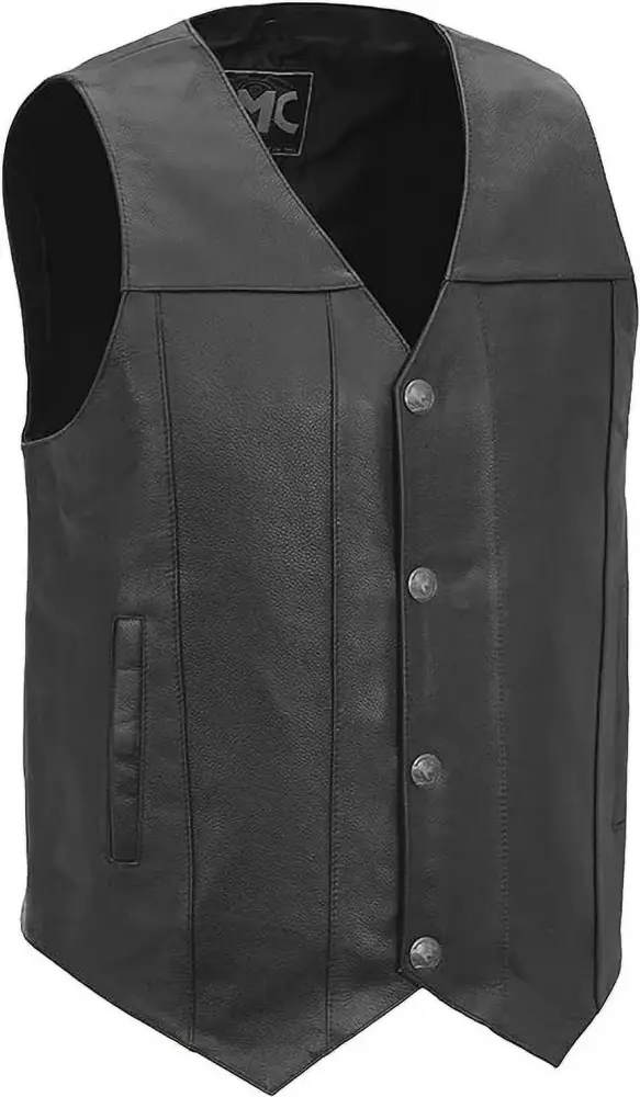 First Mfg Co - Runner - Men's Motorcycle Biker Riding Black Leather Vest - Small