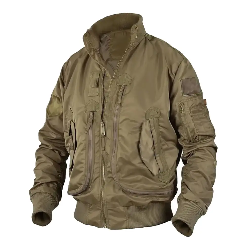 Letterman Jacket Motorcycle Jacket Workwear Pilot Jacket Y2k Jackets Casual Stylish Beige 2XL