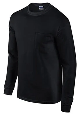 Gildan 285425 Long Sleeve Pocket Tee Shirt Extra Extra Large Black for Comfortable Wear