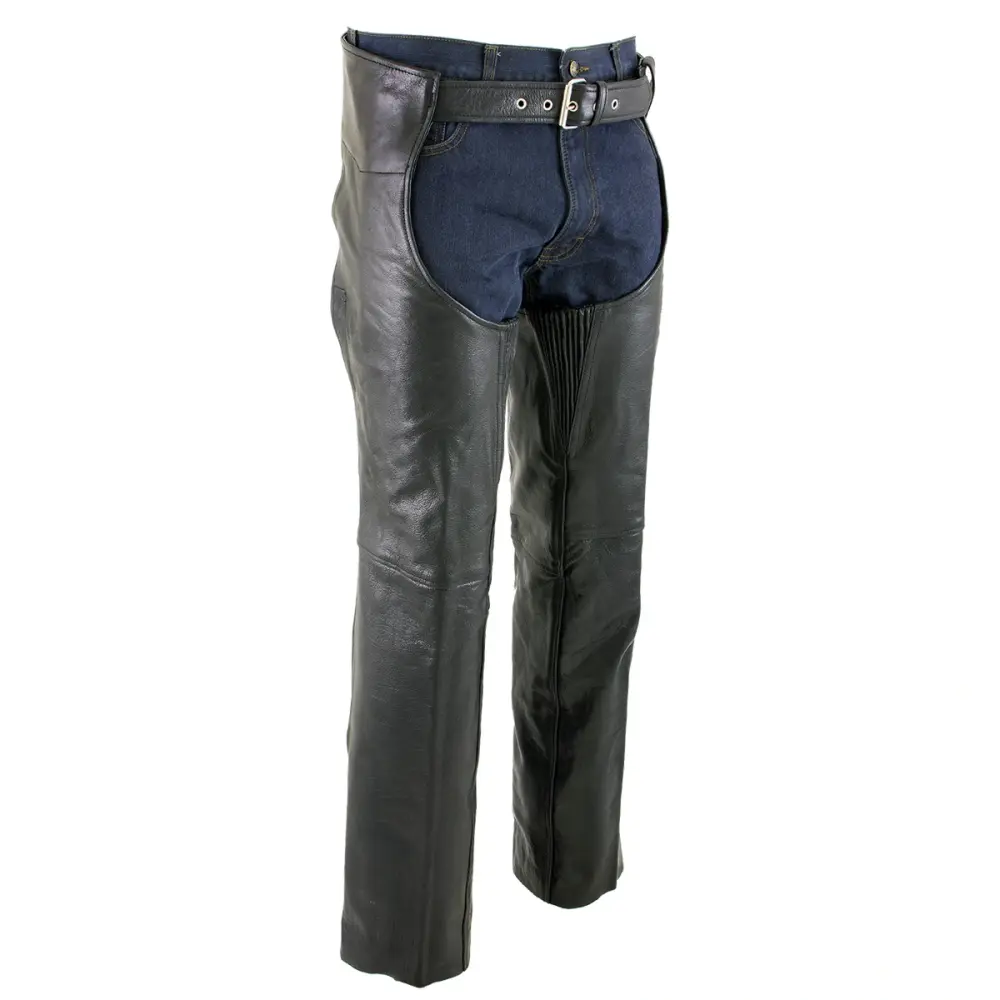 Xelement 7554 Men's Black 'Advanced Dual Comfort' Motorcycle Biker Leather Chaps 38