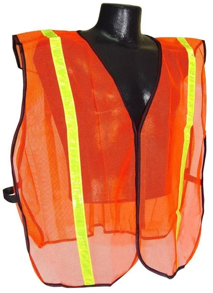 Radians SVO1 Non Rated Orange Mesh Safety Vest With 1 Inch Tape, XL Size, Breathable Work Vest