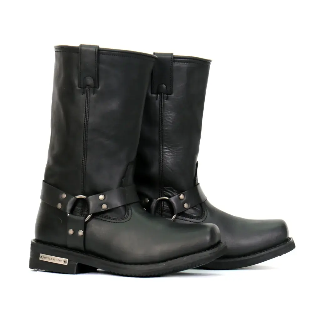 Hot Leathers BTM1016 Men's Classic Black 11-inch Harness Leather Boots 14