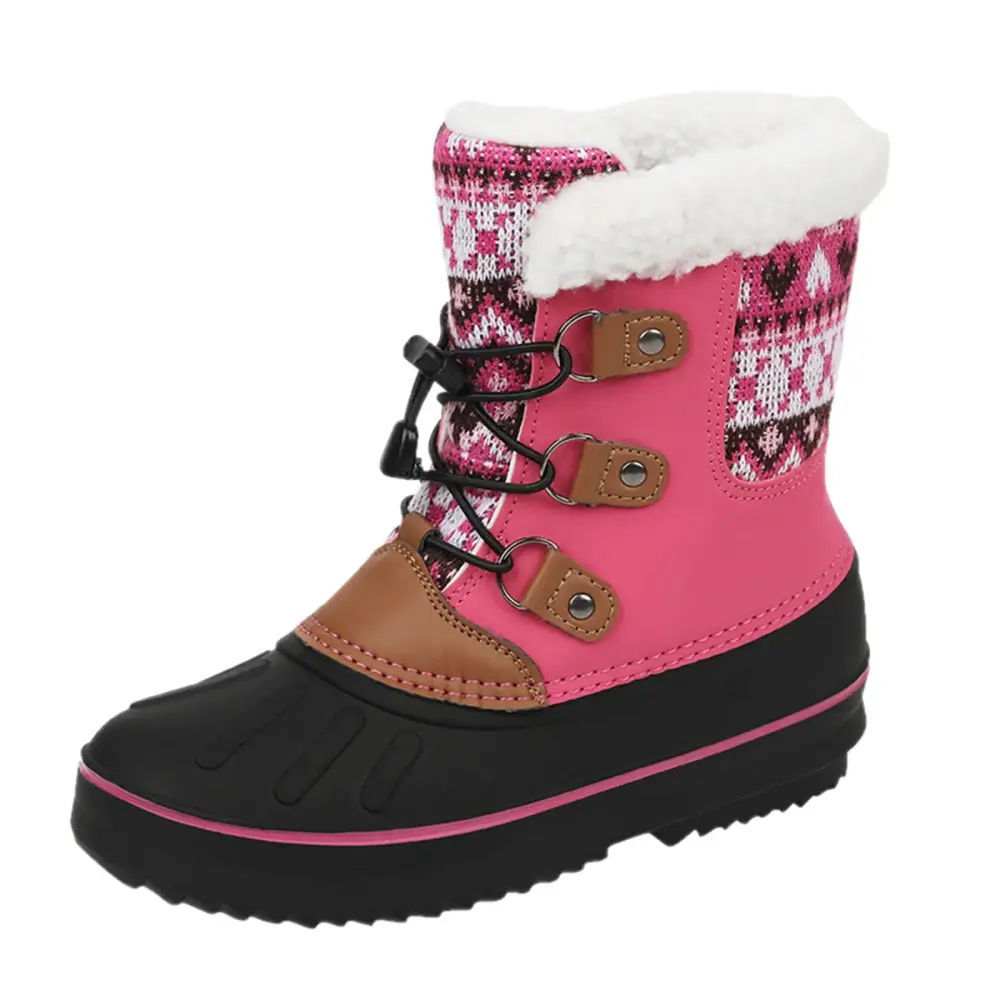 Doralu Kidss Fall Boots Children Motorcycle Boots Padded Warm Pink Boots 29
