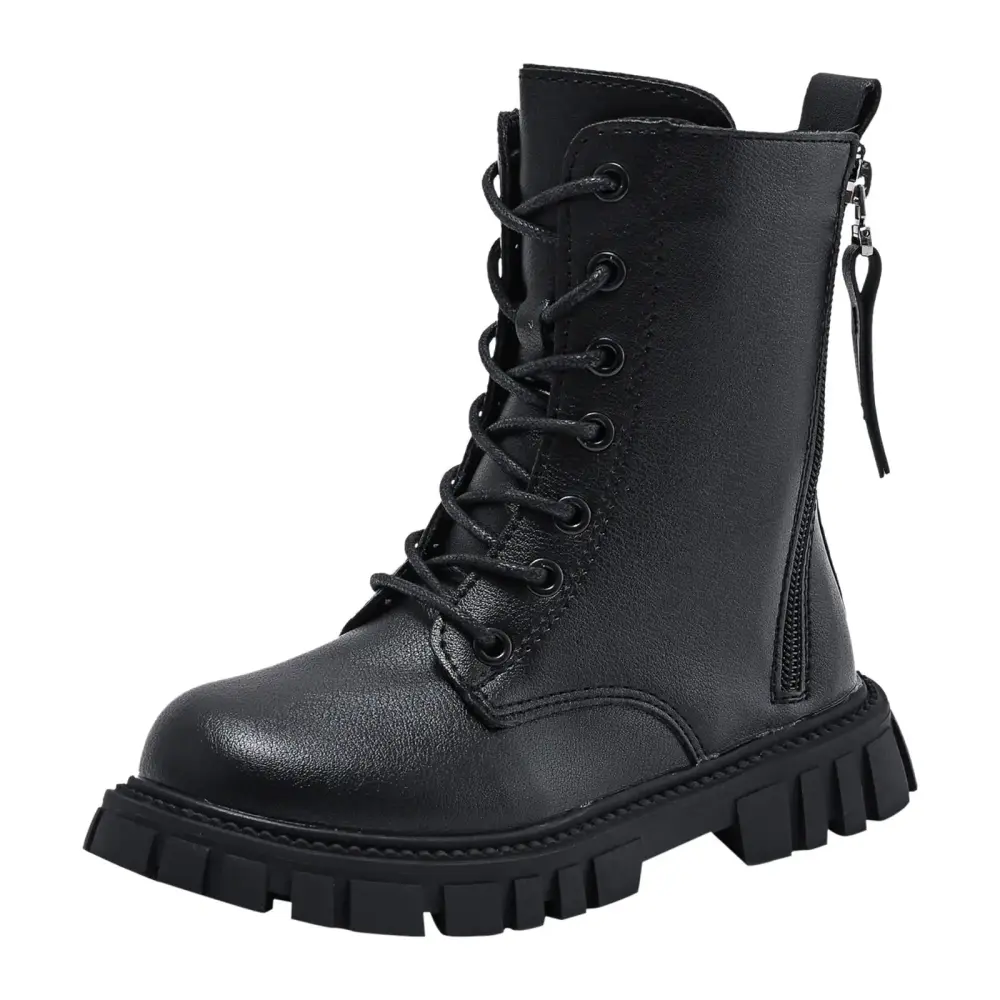 Doralu Kids's Motorcycle Boots Children's Boots Clearance Sale Padded Warm Long Boots Black Boots 37
