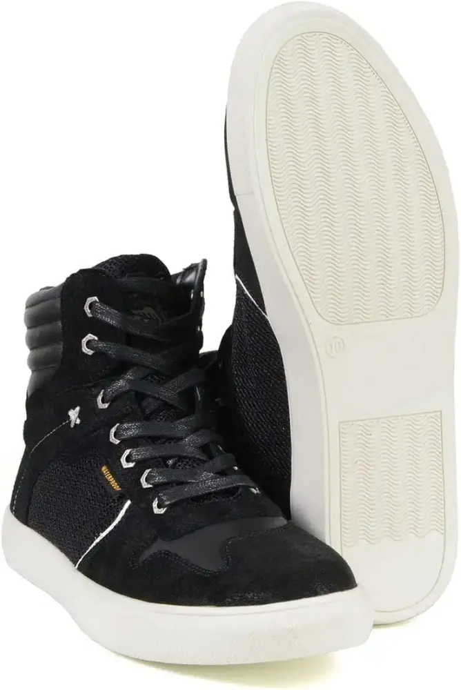 SHUIMINGXING MBM9151 Men's Black Suede and Leather Reinforced Street Riding Waterproof Shoes w/Ankle Support - 8