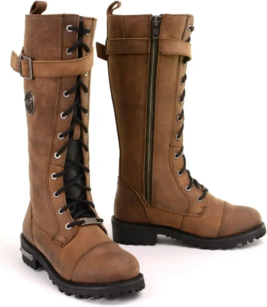 CHENGSHI Women's Tall/Knee-High Premium Leather Motorcycle Riding Biker Boots Collection MBL - 7