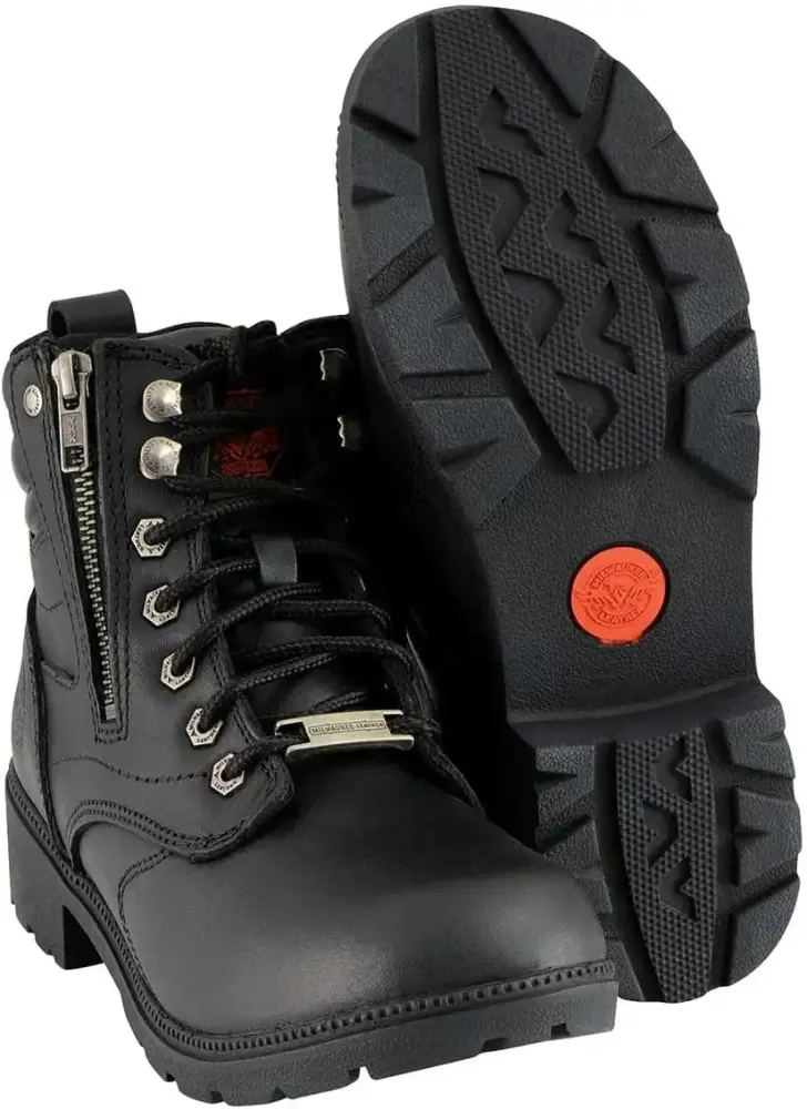 HAIJING Women's Premium Leather Lace-Up Motorcycle Rider Boots Collection MBL - 10.5W