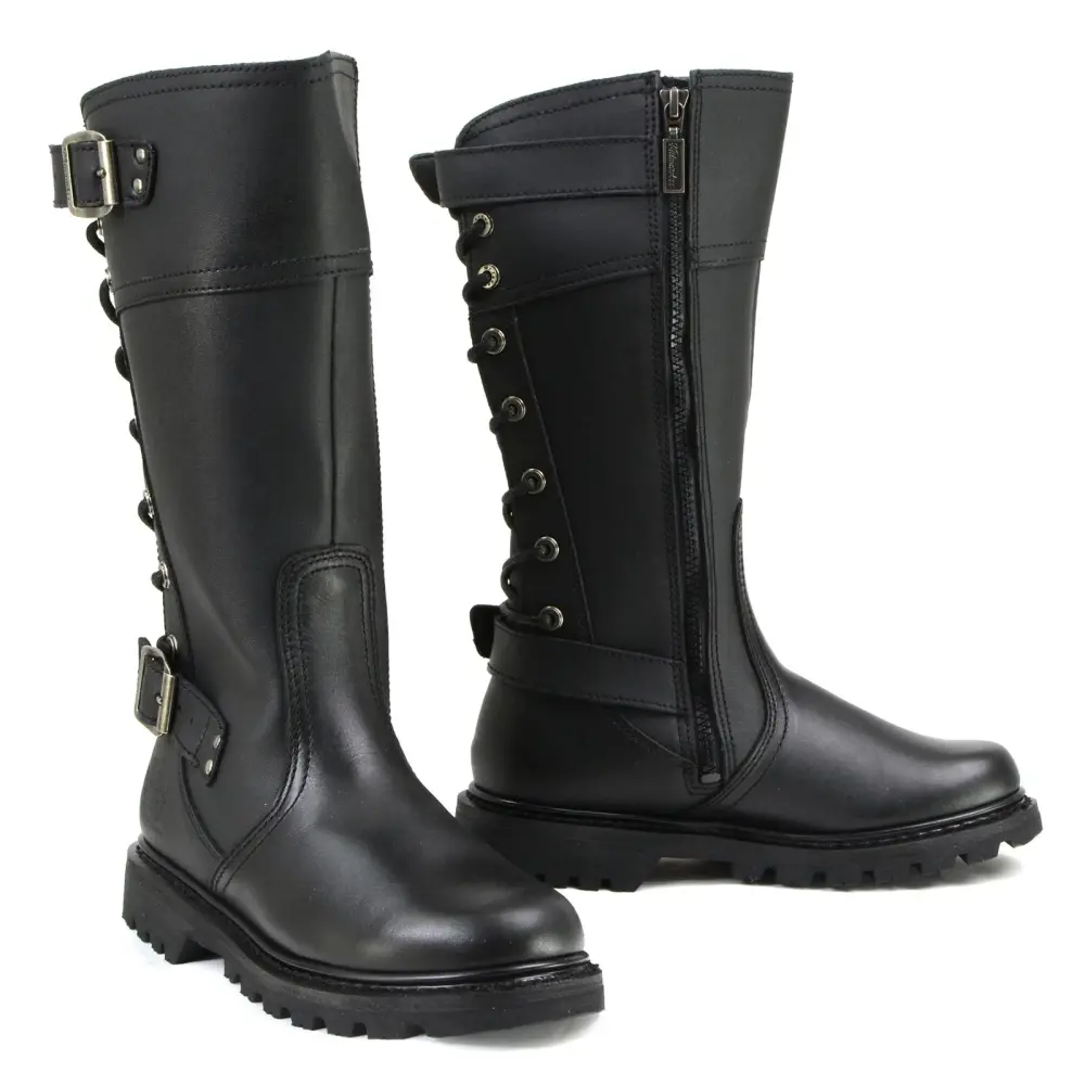 Milwaukee Motorcycle Clothing Company MB255 Dream Girl Women's 12 Inch Black Leather Motorcycle Boots 8.5