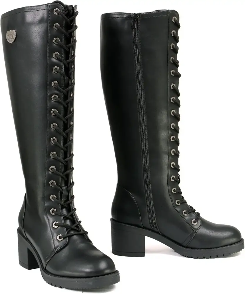XINZHEN Women's Black Lace-Up Tall Motorcycle Fashion Boots X9442 XBL9442-10