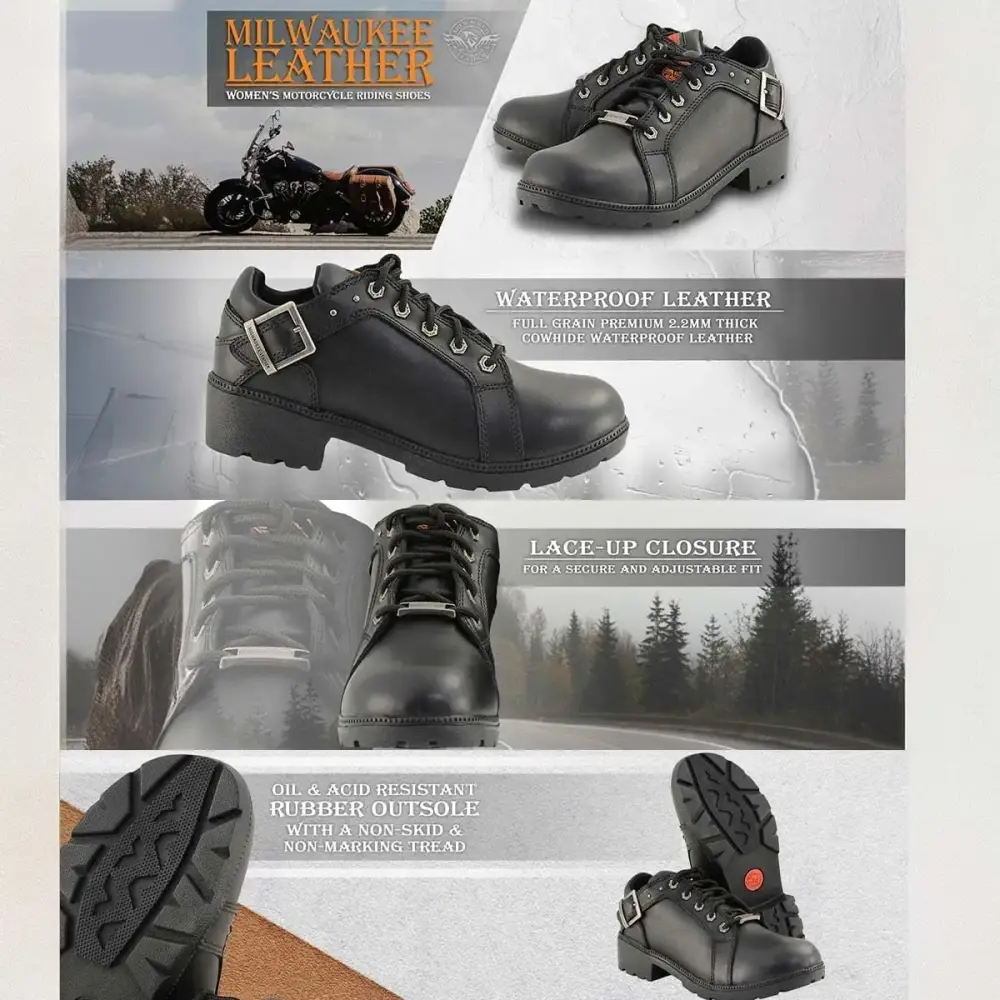 XINZHEN Women's Premium Leather Lace-Up Motorcycle Rider Boots Collection MBL - 10