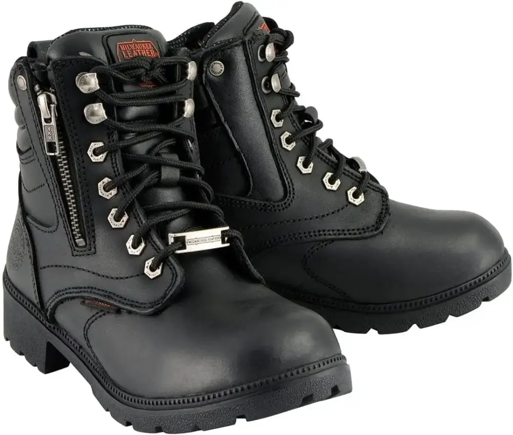 XINZHEN Women's Premium Leather Lace-Up Motorcycle Rider Boots Collection MBL - 10