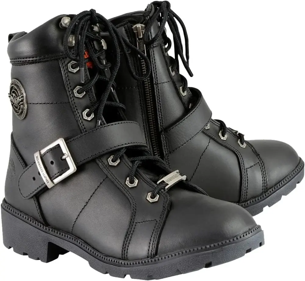 XINZHEN Women's Premium Leather Lace-Up Motorcycle Rider Boots Collection MBL - 5