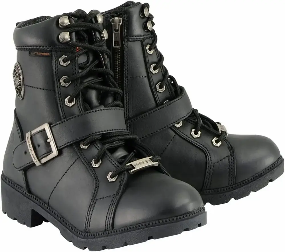 XINZHEN Women's Premium Leather Lace-Up Motorcycle Rider Boots Collection MBL - 5
