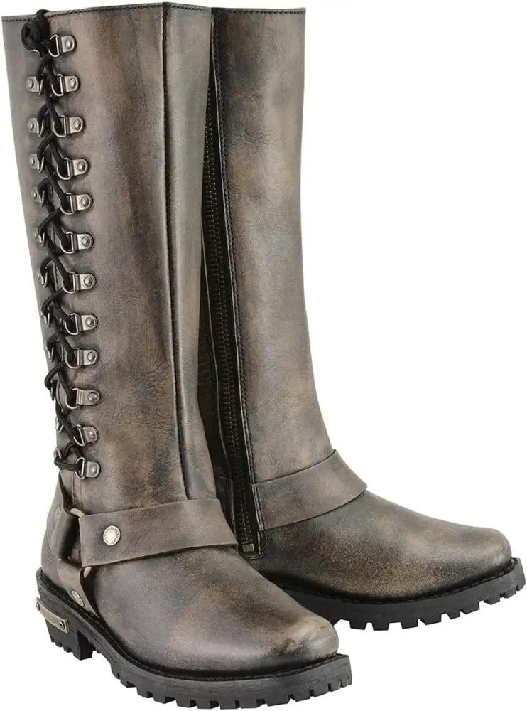 XINZHEN Women's Premium Leather Motorcycle Harness Boots Collection MBL - 5.5