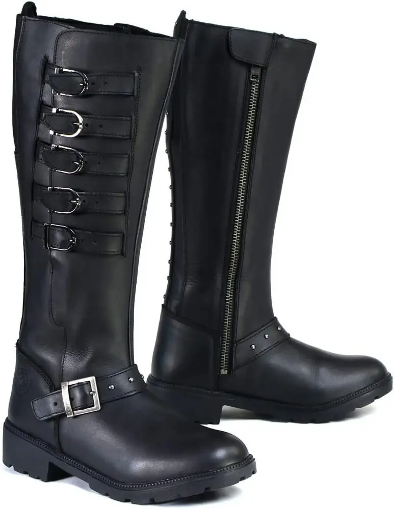 XINZHEN Women's Tall Knee-High Premium Leather Motorcycle Riding Biker Boots Collection MBL - 10