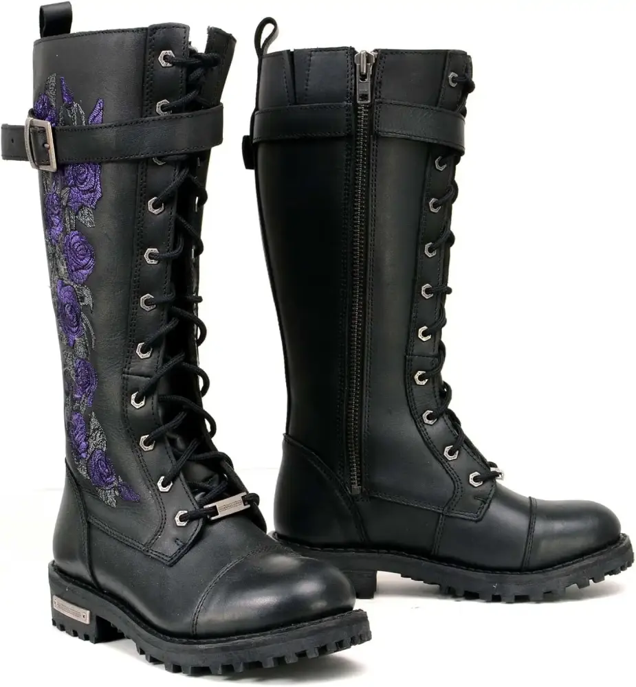 XINZHEN Women's Tall Knee-High Premium Leather Motorcycle Riding Biker Boots Collection MBL - 10.5