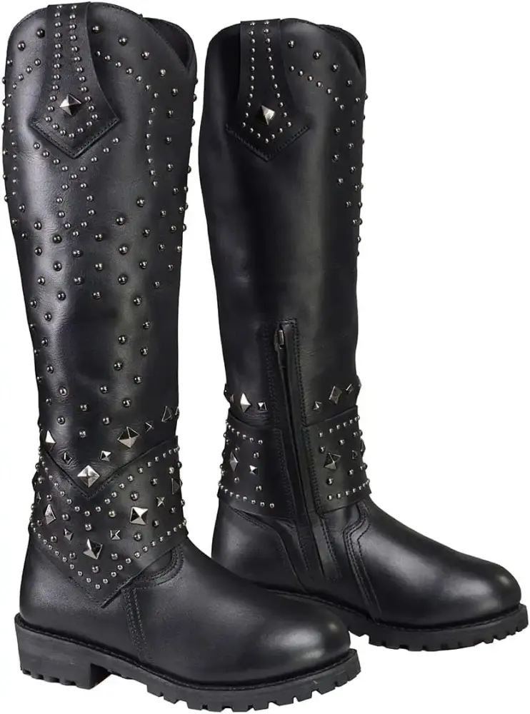 XINZHEN Women's Tall Knee-High Premium Leather Motorcycle Riding Biker Boots Collection MBL - 7.5