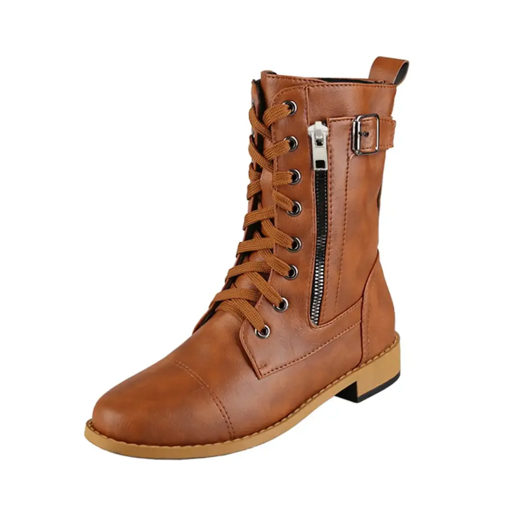 ZMHEGW Womens Boots Fall Heel Zipper Motorcycle Side Booties Shoes