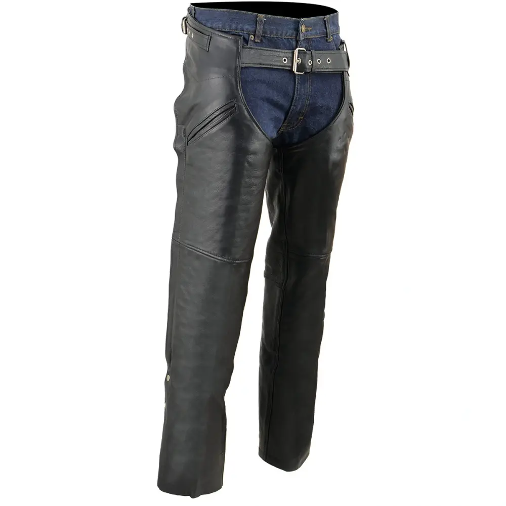 Milwaukee Leather SH1123 Men's Black Leather Holster Chap with Thigh Pockets X-Small