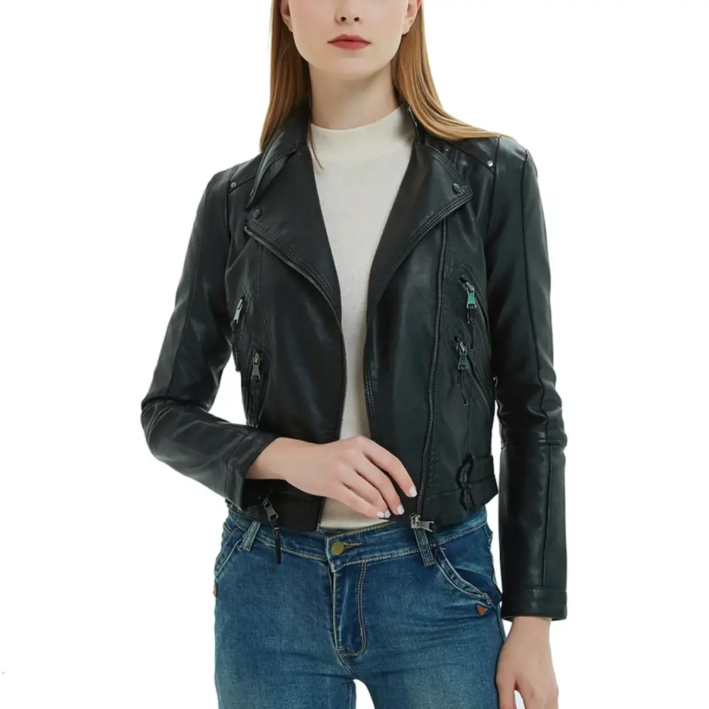 Women's Motorcycle Zipper Easily WomenJackets Plus Size Paired and Short Slim Sweater Jackets for Women Plus Size FitJacket