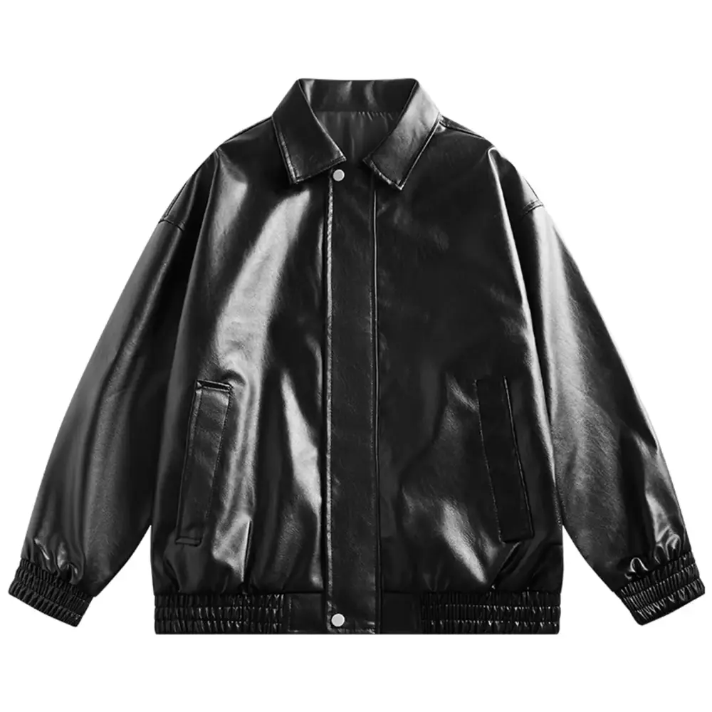 Tawop Men's Jacket Zip Up Outerwear Coats Motorcycle Sleeveless Mid-Length Easy Care Black Jacket L